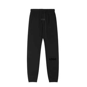 Pantalon de survêtement en coton pour homme, taille élastique avec cordon de serrage, décontracté, avec poches latérales, poids moyen, pour l'automne - Product Image 1