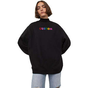 Wholesale Women's Oversized <b>Fit</b> Custom Soft Fleece <b>Jumper</b> Winter Autumn Mock Neck Sweatshirts Custom Logo Printing Streetwear - Product Image 1