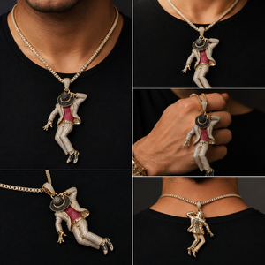 Colgante Personalizado de Bailarín Hip Hop con Micro Pavé de Diamantes de Imitación, Chapado en Oro sobre Plata 925, con Diamantes de Laboratorio y Moissanita, Estilo Celebridad - Product Image 6