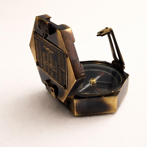 <b>Antique</b> Surveyor <b>Compass</b> with Sighting Arm and Mirror Navigation <b>Compass</b> Professional Land Survey <b>Compass</b> Explorer Instrument - Product Image 3