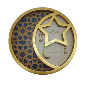 RFCrafts alta calidad Eid Mubarak Ramadan decoraciones de mesa oro blanco madera estrella Luna Bandejas para servir bodas festivales - Product Image 3