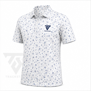 Trackstar Men's <b>White</b> Blue Celestial Planet Print <b>Polo</b> Shirt Short Sleeve Button Collar <b>Golf</b> Shirt Custom Logo - Product Image 6