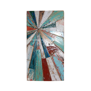 DIVADI Decoración de Pared Náutica de Mosaico de Acero Inoxidable con Madera de Barco Reciclada Hecha a Mano, Diseño de Patchwork de 5cm de Grosor - Product Image 4