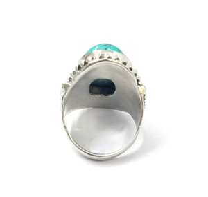 925 Sterling Silver <b>Turquoise</b> Gemstone Princess Cut Bezel Setting Handmade Bohemia style Everyday Wear <b>Ring</b> for Women's - Product Image 2