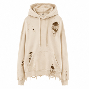 Sudaderas con efecto desgastado para mujer, de algodón grueso, con logotipo personalizado, lavadas, fabricante OEM ODM - Product Image 1