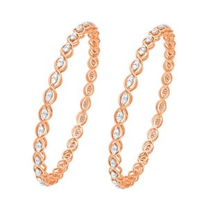 Par de Brazaletes con Eslabones Infinitos y Diamantes Marquise Cultivados en Laboratorio en Oro Rosa - Product Image 1