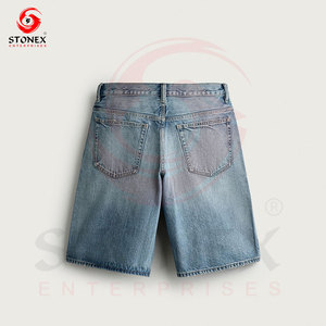 Shorts en jean délavé pour homme, taille mi-haute, coupe droite, décontracté, pour l'été, en coton, 2026. - Product Image 5