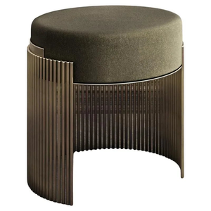 Modern Upholstered Fabric Seat <b>Stool</b> with Iron Frame Comfortable Accent <b>Ottoman</b> <b>Stool</b> for Living Room Bedroom Cafe and Hotel - Product Image 3