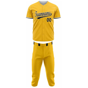 Uniforme de Béisbol Amarillo para Hombre, Conjunto de Jersey de Manga Corta y Pantalones, Cuello en V, Corte Regular, Transpirable, para Todas las Temporadas - Product Image 2