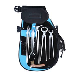 Kit de herramientas de herrador para forja con delantal multibolsillos, tenazas de cabeza redonda para fuego, separador de herraduras, alicates para desmontar pezuñas - Product Image 1