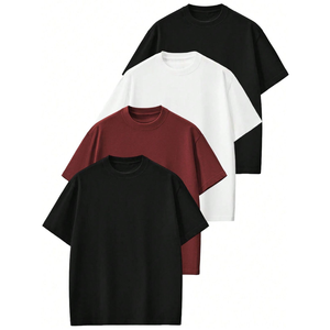 T-shirts pour hommes grandes tailles en coton biologique doux tricoté, coupe décontractée, pour l'été, avec logo frontal, fabricant de marque privée - Product Image 1