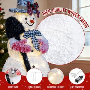 Decorazioni Natalizie da Esterno Pre-Illuminate 3FT, Pupazzo di Neve con Vanga, 110 Luci LED Bianco Caldo, Decorazioni Natalizie in Poliestere - Product Image 5