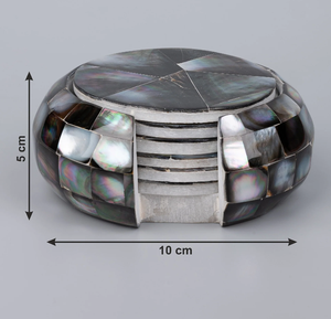 Sous-verres et sets de table en nacre avec support, ronds, faits à la main, décorations et accessoires de table - Product Image 1