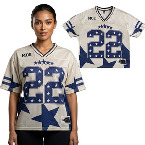 High Quality <b>Men's</b> Quick Dry Summer Wear Soccer Shirt Boxy Fitted American Football Jersey Oversized Mesh Drop Shoulder T-shirt - Product Image 2