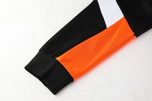 Men Orange Black Hooded <b>Tracksuit</b> Set Full Length Sweatshirt Pants Color Blocking Sporty Style Autumn Wear Breathable Polyester - Product Image 4