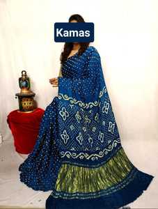 Modal Silk <b>Tissue</b> Border Bandhej Dani Saree With Matching Blouse Traditional Festival <b>Wedding</b> Party Wear Collection - Product Image 1