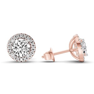 Hermosos pendientes de diamantes redondos Eira de oro macizo de 18k, joyería certificada por IGI, elegantes pendientes de compromiso para mujer. - Product Image 4