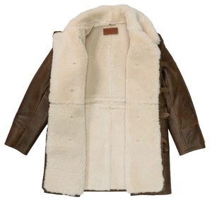 Men Vintage Brown Genuine Leather Jacket With Faux Fur Lining Turn-down Collar Single Button Closure <b>Winter</b> Warm <b>Thick</b> <b>Coat</b> - Product Image 6