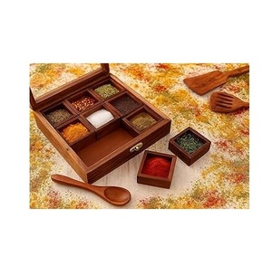 Boîtes à épices en bois de qualité alimentaire, contenants à sel de cuisine, grand boîte à masala portable au meilleur prix, boîte à fruits en bois - Product Image 1