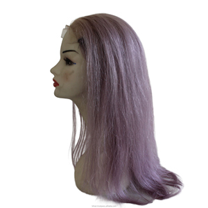 Highlight Purple Brazilian Virgin Hair Closure Peluca Estilo de onda natural Glueless Body Straight con línea de cabello natural - Product Image 1