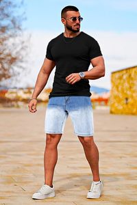 Custom Casual <b>Men</b> Denim Shorts 100% Cotton Heavy Vintage Washed Quick Dry Waterproof Breathable <b>Drawstring</b> Closure OEM Service - Product Image 2