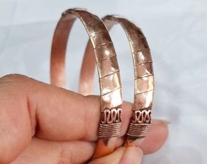 <b>Copper</b> Alloy Cuff <b>Bracelets</b> & Heart Ring Set-Romantic Unisex Jewelry - Product Image 3