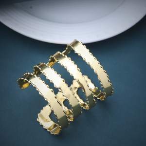 Designer Handcrafted 18K Gold Tone Brass Luxe Ripple Texture Statement Bangles for Women Trendy Chunky Wedding and Party Jewelry - Product Image 1