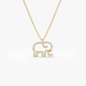 Collar Clásico de Plata de Ley 925 con Luna Creciente y Moissanita de 14K, Ideal para Fiestas, Collar con Dije de Elefante en Oro de 14K - Product Image 6