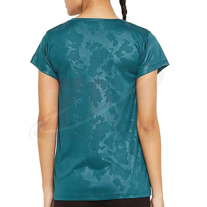 Camiseta Casual de Manga Corta con Cuello Redondo y Estampado por Sublimación en Color Verde Azulado para Mujer, Tejido de Punto de Secado Rápido, 100% Algodón Original - Product Image 2