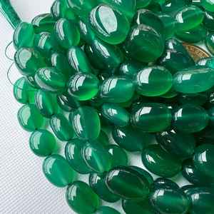 Cuentas de Piedra Preciosa de Ónix Verde Natural, Ovaladas, Lisas, para Joyería, Hilo de Piedras Sueltas de Alta Calidad - Product Image 2