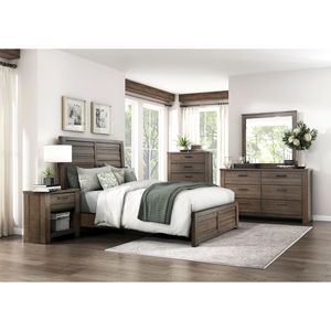 Petto di stoccaggio rustico marrone scuro in legno 1pc camera da letto mobili con 5 cassetti intintad - Product Image 4