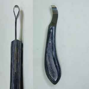 Couteau à sabots en acier Damas de qualité supérieure IRON, outil de fermeur pour le taillage des sabots, lame artisanale, outils vétérinaires, marque privée OEM - Product Image 2