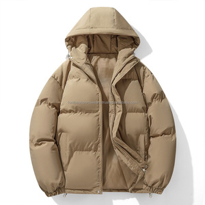 Veste matelassée à capuche pour homme, hiver, décontractée, épaisse, coupe-vent, rembourrage en polyester, fermeture éclair, couleur unie, coupe ample - Product Image 4