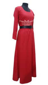 Tunique médiévale rouge en coton à manches longues avec ceinture en cuir, costume de Viking, reconstitution historique, chevalier guerrier et Halloween - Product Image 2