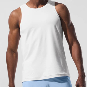 Débardeur côtelé pour homme de qualité supérieure, personnalisable avec logo, vente en gros, anti-humidité, respirant et écologique, tricoté blanc sans manches - Product Image 1