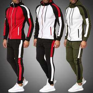 Survêtements pour hommes personnalisables, ensemble de sport décontracté pour la course et l'entraînement, deux pièces, coupe oversize, couleur unie, avec sweats à capuche décontractés - Product Image 2