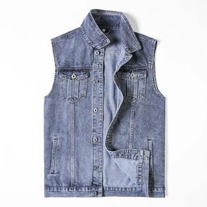 <b>Mens</b> Streetwear Fashion Denim <b>Vest</b> <b>Slim</b> Cut Button Up Waistcoat Modern Streetwear Sleeveless Denim Jacket For Sale - Product Image 2