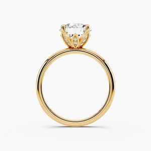 Anillo de Compromiso Solitario con Diamante Cultivado en Laboratorio de Corte Redondo, Certificado GDTC, Diseño Clásico de Cuatro Puntas en Oro de 10K, 14K, 18K, Plata 925, 935 - Product Image 2