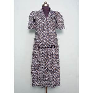 Hot Selling Women's 100% Cotton Midi Dress Eco-Friendly Washable Dry Cleaning Breathable Button-Back Printed Sweet Natural - Product Image 1