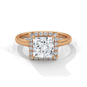 Elegant Design 14k Rose Gold Engagement Ring Classic Proposal Ring Princess Cut Moissanite Diamond <b>Wedding</b> Jewelry For Women - Product Image 1