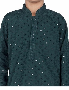 Ensemble Kurta Pajama pour garçon, brodé de paillettes, vêtements traditionnels indiens ethniques pour mariage et festivals - Product Image 2