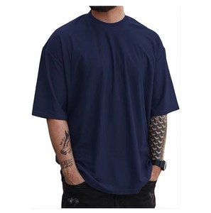 T-shirt d'été pour homme et femme, couleur unie, manches courtes, coupe ample, grande taille, tissu tricoté 220 grammes - Product Image 3