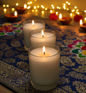 Ensemble de bougies en verre à la cire de soja pour la fête de Diwali, bougies décoratives écologiques de qualité supérieure pour Halloween, Noël, Nouvel An - Product Image 3