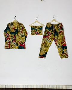 Ensemble de pyjama en coton imprimé à la main de style bohème chic ethnique pour femmes, prix de gros - Product Image 1