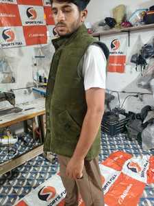 Men's Professional Olive Green Velour <b>Quilted</b> Vest Front Logo Lace Pullover Collar <b>Summer</b> Outer Wear Plus Size Regular Length - Product Image 6