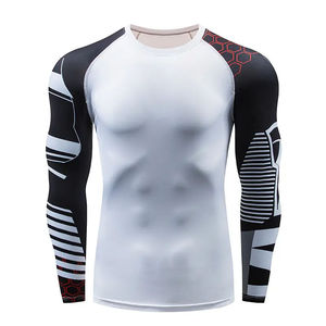 Haut de sport imprimé pour homme à manches longues, compression, protection UV UPF50, respirant, séchage rapide, anti-UV, pour entraînement MMA et gym - Product Image 2