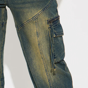 Womens Cargo Jogger <b>Jeans</b> Breathable Eco-Friendly Vintage Wash <b>Elastic</b> Cuff Denim Pants Multi-Pocket Streetwear Baggy - Product Image 6