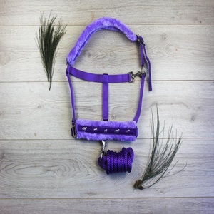 Luxury Soft Padded Nylon Horse Halter Faux Fleece Adjustable Head Collar Horse Headstall <b>Equestrian</b> Colourful Nylon Horse Halter - Product Image 4