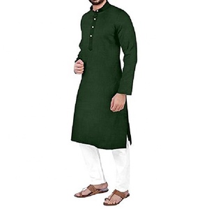 Kurta Tradicional Panjabi para Hombre, Ecológica, Lavable, Tejida, Lisa, con Cintura Natural, Teñida en Color Liso, para Países del Sur de Asia - Product Image 1