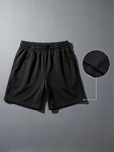Pantalones Cortos Cargo Negros para Hombre, Cintura Elástica, Cintura Media, Pantalones Cortos Casuales con Bolsillos Grandes para Actividades al Aire Libre - Product Image 2